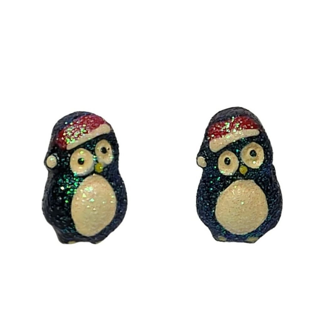 Holiday sparkling Christmas Penguin Earrings